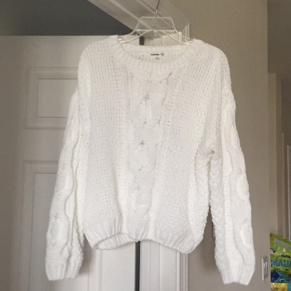 Garage Sweaters Clothing White Cable Sweater Medium Poshmark